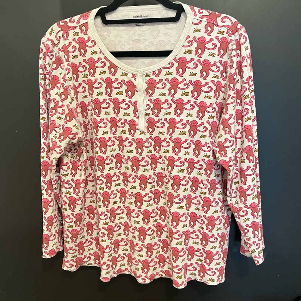 Roller Rabbit Pink Monkey PJ Set